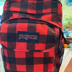 JanSport Red and Black Checkered Backpack 18” x 15”